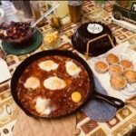 photo of eggs in a iron skillet